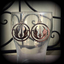 Load image into Gallery viewer, Star Wars earrings Rebel Alliance Sci Fi earrings Imperial Empire Geek earrings Gamer jewelry Plug earrings Nerd jewelry Gauged earrings 0g