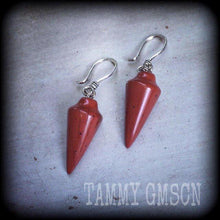 Load image into Gallery viewer, Jasper ear weights Jasper ear hangers Tunnel dangles Tunnel earrings Plug dangles 6mm Plug earrings Hanging gauges Gauged earrings 0g 2g 4g
