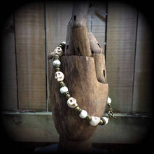 Load image into Gallery viewer, Voodoo bracelet Damballah bracelet Skull bracelet Bronze bracelet Halloween Los Muertos Santeria Gothic bracelet Loa bracelet Skull jewelry