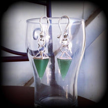 Load image into Gallery viewer, 6mm weights 2 gauge ear hangers Gemstone 8mm ear weights Aventurine 3mm tunnel dangles Plugs Gauged earrings Hanging gauges 4mm plug dangles