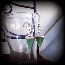 Load image into Gallery viewer, 6mm weights 2 gauge ear hangers Gemstone 8mm ear weights Aventurine 3mm tunnel dangles Plugs Gauged earrings Hanging gauges 4mm plug dangles