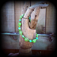 Load image into Gallery viewer, Halloween Bracelet Skull Voodou Voodoo bracelt Gothic Emo Los Muertos Day of the Dead Santeria Stone Skull bracelet Cinco de Mayo Jewellery