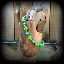 Load image into Gallery viewer, Halloween Bracelet Skull Voodou Voodoo bracelt Gothic Emo Los Muertos Day of the Dead Santeria Stone Skull bracelet Cinco de Mayo Jewellery
