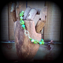 Load image into Gallery viewer, Halloween Bracelet Skull Voodou Voodoo bracelt Gothic Emo Los Muertos Day of the Dead Santeria Stone Skull bracelet Cinco de Mayo Jewellery