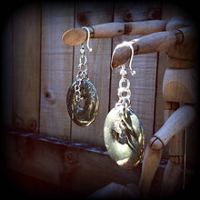 Load image into Gallery viewer, Pyrite ear weights, 0 gauge weights, 2 gauge, 6mm, Ear hangers, Stone weights, Hanging gauges, Tunnel dangles, Gauged earrings, Plug dangles