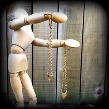 Load image into Gallery viewer, Ear hangers Tunnel dangles Plug earrings Hanging dangles Sacred geometry Triangle Tunnel earrings Tunnel dangles Plug earrings Gauges 2g