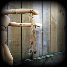 Load image into Gallery viewer, Sacred geometry earrings Triangle Tunnel earrings Dangle Plug earrings Elemental Alchemy Sigil Occult Esoteric Kidney hooks Pierced ears 2g