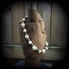 Load image into Gallery viewer, Voodoo bracelet Damballah bracelet Skull bracelet Bronze bracelet Halloween Los Muertos Santeria Gothic bracelet Loa bracelet Skull jewelry