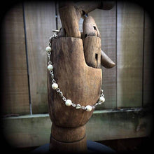 Load image into Gallery viewer, Voodoo bracelet Erzulie bracelet Stone bracelet Heart bracelet White Howlite Stone bracelet Skull and Antique Silver bracelet Cute bracelet