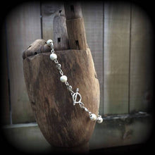 Load image into Gallery viewer, Voodoo bracelet Erzulie bracelet Stone bracelet Heart bracelet White Howlite Stone bracelet Skull and Antique Silver bracelet Cute bracelet