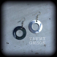 Load image into Gallery viewer, Circle earrings, Geometric earrings, Sacred Geometry, Plug earrings, Circle jewelry, Geometric jewelry,  Tunnel earrings, Funky jewelry