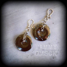 Load image into Gallery viewer, Pyrite ear weights, 0 gauge weights, 2 gauge, 6mm, Ear hangers, Stone weights, Hanging gauges, Tunnel dangles, Gauged earrings, Plug dangles