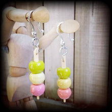 Load image into Gallery viewer, Japanes ear hangers Japanese sweets 6mm gauges 2 gauge Botchan Dango Novelty plug dangles Tunnel dangles Ear weights Hanging gauges Mochiko