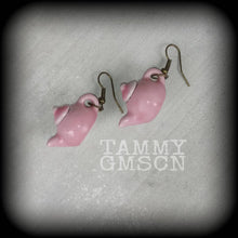 Load image into Gallery viewer, Tea pot earrings Pink teapot earrings Barista jewelry Alice in Wonderland Tea Party earrings High Tea 3mm Tunnel earrings 00g Plug earrings