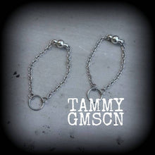 Load image into Gallery viewer, DIY Tunnel dangles Plug earrings Magnetic ball clasp for 8mm 0gauge Antique Silver Tunnel earrings Plug dangles Hanging gauges Ear hangers