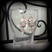 Load image into Gallery viewer, Fox earrings Animal earrings Cute earrings Kawaii earrings Wood earrings Japanese earrings Dangle earrings Pierced ears French hooks Kidney