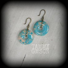 Load image into Gallery viewer, Jade earrings Gemstone earrings Imperial Jade Dangly earrings 3mm ear weights 4mm tunnel earrings 5mm plug dangles 6mm plug earrings Gauges
