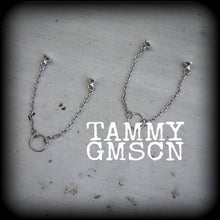 Load image into Gallery viewer, DIY Tunnel dangles Plug earrings Magnetic ball clasp for 8mm 0gauge Antique Silver Tunnel earrings Plug dangles Hanging gauges Ear hangers