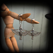 Load image into Gallery viewer, 0 gauge ear hangers Isis Egyptian 8mm ear weights Gauged earrings Plug dangles Ankh Plug weights Hanging gauges Tunnel dangles Hanging plugs