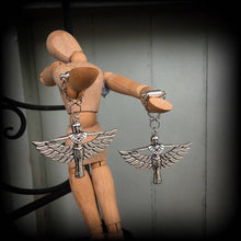 Load image into Gallery viewer, 0 gauge ear hangers Isis Egyptian 8mm ear weights Gauged earrings Plug dangles Ankh Plug weights Hanging gauges Tunnel dangles Hanging plugs