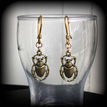 Load image into Gallery viewer, 8 gauge weights Scarab beetle 3mm ear hangers Egyptian Tunnel dangles Plug dangles Hanging gauges Gauged earrings Tunnel weights Plugs Gauge