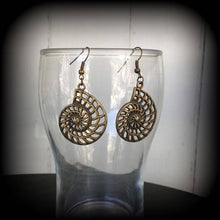 Load image into Gallery viewer, Fibonacci earrings Nautilus earrings Science earrings Nerd earrings Geometry jewelry Scared geometry Plug earrings Tunnel earrings Gauges 8g