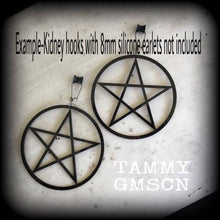 Load image into Gallery viewer, Pentagram earrings Witchy earrings Pagan earrings Halloween earrings Pentacle earrings Nature Pan Goddess earrings Pierced ears Gauges Plugs