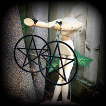 Load image into Gallery viewer, Pentagram earrings Witchy earrings Pagan earrings Halloween earrings Pentacle earrings Nature Pan Goddess earrings Pierced ears Gauges Plugs