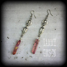 Load image into Gallery viewer, Goddess earrings, Venus earrings, Quartz earrrings, Pagan jewelry, Crystal earrings, Boho earrings, Druzy earrings, Plug earrings, Pierced