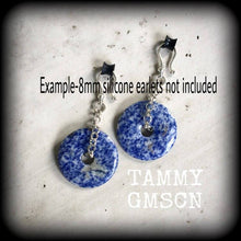Load image into Gallery viewer, Gemstone Ear weights Blue Spot Jasper Gemstone Plug earrings Gauged earrings Stone Ear hangers Plug earrings Gauged earrings 00g 0g 2g 4g 6g