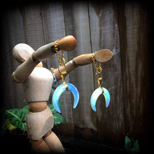 Load image into Gallery viewer, 6mm opalite ear hangers 2 gauge tunnel dangles 4mm ear weights 6 gauge plug earrings Plug dangles Gauged earrings 4 gauge 5mm tunnel dangles