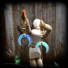 Load image into Gallery viewer, 6mm opalite ear hangers 2 gauge tunnel dangles 4mm ear weights 6 gauge plug earrings Plug dangles Gauged earrings 4 gauge 5mm tunnel dangles