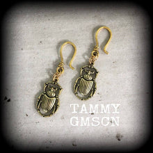 Load image into Gallery viewer, 8 gauge weights Scarab beetle 3mm ear hangers Egyptian Tunnel dangles Plug dangles Hanging gauges Gauged earrings Tunnel weights Plugs Gauge