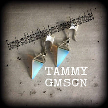 Load image into Gallery viewer, Moonstone ear weights, Opalite ear hangers, Tunnel dangles, Plug dangles, Hanging gauges, Plug weights, Tunnel weights, Gauged earrings 0g
