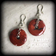 Load image into Gallery viewer, Red Jasper ear weights Stone weights Gemstone weight Ear Hangers Tunnel dangles Tunnel earrings Gauged earrings Hanging gauges 00g 0g 2g 4g