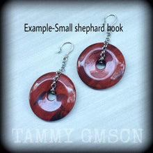 Load image into Gallery viewer, Red Jasper ear weights Stone weights Gemstone weight Ear Hangers Tunnel dangles Tunnel earrings Gauged earrings Hanging gauges 00g 0g 2g 4g