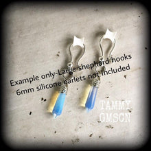 Load image into Gallery viewer, Moonstone earrings Opalite earrings Gemstone earrings Chakra jewelry Crystal jewelry Stone earrings Plug dangles Tunnel earrings Gauges 8g