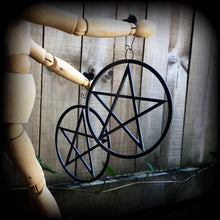 Load image into Gallery viewer, Pentagram earrings Witchy earrings Pagan earrings Halloween earrings Pentacle earrings Nature Pan Goddess earrings Pierced ears Gauges Plugs