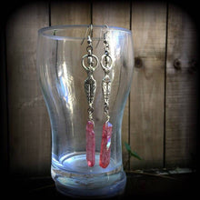 Load image into Gallery viewer, Goddess earrings, Venus earrings, Quartz earrrings, Pagan jewelry, Crystal earrings, Boho earrings, Druzy earrings, Plug earrings, Pierced
