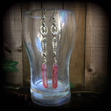 Load image into Gallery viewer, Goddess earrings, Venus earrings, Quartz earrrings, Pagan jewelry, Crystal earrings, Boho earrings, Druzy earrings, Plug earrings, Pierced