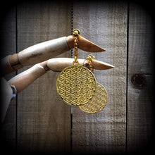 Load image into Gallery viewer, 0 gauge Tunnel dangles, Geometric dangles, 8mm ear hangers, Flower of Life, Gauged earrings, Plug dangles, Hanging gauges For stretched ears