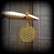 Load image into Gallery viewer, 0 gauge Tunnel dangles, Geometric dangles, 8mm ear hangers, Flower of Life, Gauged earrings, Plug dangles, Hanging gauges For stretched ears