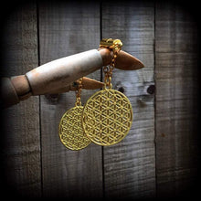 Load image into Gallery viewer, 0 gauge Tunnel dangles, Geometric dangles, 8mm ear hangers, Flower of Life, Gauged earrings, Plug dangles, Hanging gauges For stretched ears