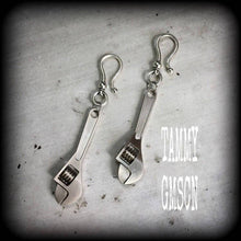 Load image into Gallery viewer, Novelty earrings, Tool earrings, Wrench earrings, Tom boy earrings. Tradie earrings, Mechanic earrings, Grease Monkey earrings, Pierced ears