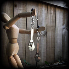 Load image into Gallery viewer, Novelty earrings, Tool earrings, Wrench earrings, Tom boy earrings. Tradie earrings, Mechanic earrings, Grease Monkey earrings, Pierced ears