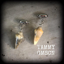 Load image into Gallery viewer, Lace agate earrings 8mm tunnel earrings Gemstone earrings Agate earrings Tunnel dangles Crystal earrings Lace agate jewellry Plug earrings