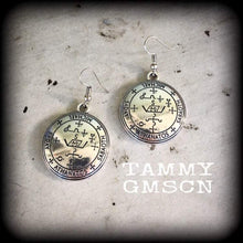 Load image into Gallery viewer, Sigil earrings, Archangel jewelry, Archangel Michael, Occult jewelry, Esoteric jewelry, Quaballah jewlery, Kaballah, Magick, Judaism, Gauges