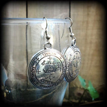 Load image into Gallery viewer, Sigil earrings, Archangel jewelry, Archangel Michael, Occult jewelry, Esoteric jewelry, Quaballah jewlery, Kaballah, Magick, Judaism, Gauges