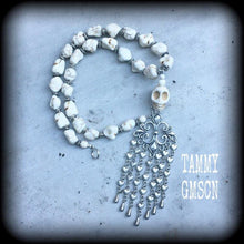 Load image into Gallery viewer, Voodoo Necklace, Fleur De Lis, Skull necklace, Voodou jewelry, Loa jewlery, Erzulie necklace, Day of the Dead, Skull jewelry, Santeria
