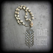 Load image into Gallery viewer, Voodoo Necklace, Fleur De Lis, Skull necklace, Voodou jewelry, Loa jewlery, Erzulie necklace, Day of the Dead, Skull jewelry, Santeria